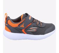 Skechers DYNA-LITE Sneaker, Charcoal Synthetic/Textile/Orange Trim, 4 UK Child