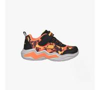 Skechers 400124N BKOR Trainers Unisex, Black Textile/Black Synthetic/Orange Trim, 4 UK Toddler, S-Lights