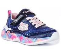 Skechers Eternal Magical Light Sparkle Girls Trainers In Navy UK 1 - 14