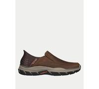 Skechers Extra Wide Fit Respected Elgin Slip-ins Leather Trainers Dark Brown
