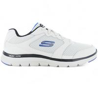 Skechers Men's Flex Advantage 4.0 Sneaker, White Leather Mesh Black Pu Trim, 8 UK