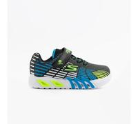 Skechers Flex-Glow Boys Synthetic Touch Fasten Black/Lime Casual Trainers