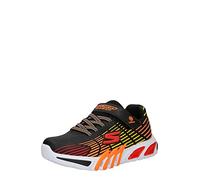 Skechers Flex-Glow Elite Sneaker, Black Synthetic & Trim/Orange & Yellow Trim, 2 UK Child