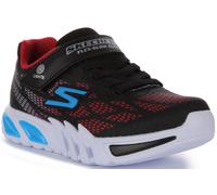 Skechers Flex Glow Elite Webbed Light Overlay Kids Trainer Black Red UK 1 - 14