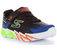 Skechers Flex Glow Strap Lace Trainer Boys Shoes In Black Blue UK 1 - 14