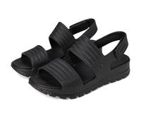 Skechers Women's Foamies Arch Fit Footsteps-Sunny Days Sandal, Black/Black, 8