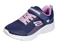 Skechers Girl's Microspec Sneaker, Navy Mesh/Lavender & Mint Trim, 12.5 UK Child