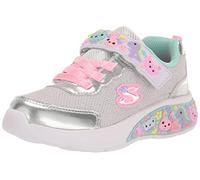 Skechers Girls 303155n Smlt Sneaker, Silver Synthetic Multi Trim, 4 UK