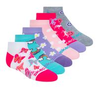 Skechers Girls 6 Pack Low Cut Multicolor Print Socks, Size Small