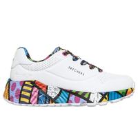 Skechers Girls Britto: UNO Lite - Britto Landscape Sneaker in White, Size 13 | Synthetic, Machine Washable