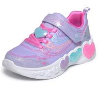 Skechers Girls' Enchanted Heart Lights Trainer, Lavender, 2.5 UK Child