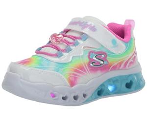 Skechers Girls Flutter Heart Lights Groovy Swirl Shoes (10.5 UK Child) (White/Multicoloured)