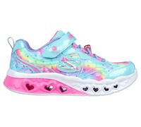 Skechers Girls Flutter Heart Lights - Groovy Swirl Sneaker in Turquoise/Hot Pink, Size 12.5 | Textile/Synthetic