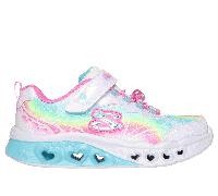 Skechers Girls Flutter Heart Lights - Groovy Swirl Sneaker in White, Size 13 | Textile/Synthetic