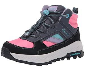 Skechers Girl's Fuse Tread Let's Explore Trainers, Gray Suede/Multi Trim, 2.5 UK