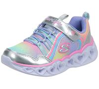 Skechers Girl's Heart Lights Rainbow Lux Sneaker, Silver Multi Sparkle Mesh Multi Trim, 12.5 UK