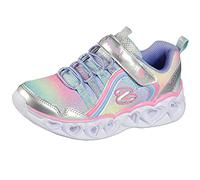 Skechers Girl's Heart Lights Rainbow Lux Sneaker, Silver Multi Sparkle Mesh Multi Trim, 13.5 UK
