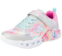 Skechers Unisex Kids Girls Trainers, Silver Sparkle Mesh Multi Trim, 2 UK