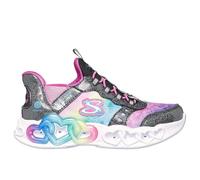 Skechers Girls Infinite Heart Lights Eternal Shimmer Sneaker, Black Multi, 1 UK Child