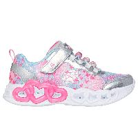 Skechers Infinite Lights Heart Jewels Sneaker, Silver Sparkle Mesh/Multi Trim, 13 UK