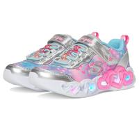 Skechers Girl's Infinite Heart Lights Heart Jewels Sneakers, Silver Sparkle Mesh/Multi Trim, 10 UK Child