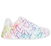 Skechers Girls JGoldcrown: UNO Lite - Metallic Joy Sneaker in White, Size 12.5 | Synthetic, Machine Washable