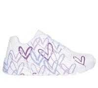 Skechers Girls JGoldcrown: Uno Lite - Spread the Love Sneaker in White/Light Purple, Size 13.5 | Synthetic, Machine Washable
