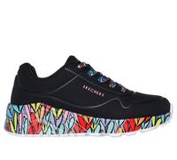 Skechers Girls JGoldcrown: UNO Lite - Subtle Love Sneaker in Black, Size 5.5 | Synthetic