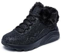 Skechers Girls' Leopard Print Boot Trainer, Black, 5.5 UK Child