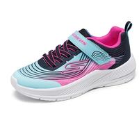 Girl's Skechers Girls' Microspec Advance Gore & Strap Ombre Mesh Sneaker with 3D Print Details Aqua/Purple - Green/Blue - Size: 12