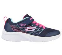 Skechers Girls Microspec - Bold Delight Sneaker in Navy Blue, Size 3 | Textile/Synthetic, Machine Washable