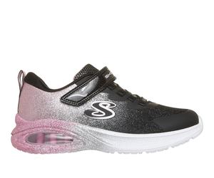 Skechers Girls Microspec Max Advance - Glitz Gala Sneaker in Black/Rose Gold, Size 3 | Synthetic/Textile