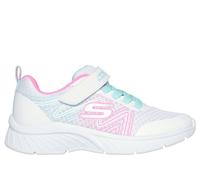 Skechers Girls Microspec Plus - Swirl Sweet Sneaker in White, Size 11 | Synthetic/Textile, Machine Washable