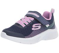 Skechers Girl's Microspec Sneaker, Navy Mesh/Lavender & Mint Trim, 1 UK Child