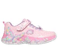 Skechers Girls S-Lights: Butterfly Bliss Sneaker in Light Pink, Size 12 | Textile/Synthetic