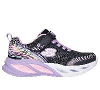 Skechers Girls S-Lights: Cosmic Glow - Rainbow Dream Sneaker in Black, Size 1.5 | Synthetic/Textile