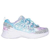 Skechers Girls S-Lights: Dream Racer - Wing Brites Sneaker in Silver/Lavender, Size 9.5 | Synthetic
