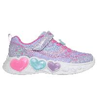 Skechers Girls S-Lights: Enchanted Heart Lights Sneaker in Lavender, Size 2 | Textile/Synthetic