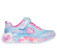 Skechers Girls S-Lights: Eternal Heart Lights Sneaker in Light Blue, Size 3 | Textile/Synthetic