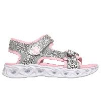 Skechers Girls S-Lights: Heart Lights Sandal - Sugar Sparks Sandals in Silver/Pink, Size 12 | Synthetic