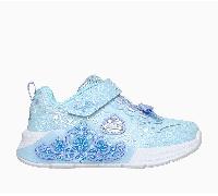Skechers Girls S-Lights: Lil Princess Steps Sneaker in Light Blue, Size 6 | Textile/Synthetic