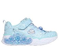 Skechers Girls S-Lights: Princess Steps Sneaker in Light Blue, Size 11.5 | Textile/Synthetic