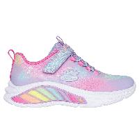 Skechers Girls S-Lights: Rainbow Cruisers - Rainbow Reflectin Sneaker in Lavender, Size 3 | Synthetic/Textile