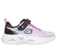 Skechers Girls S-Lights: Sola Glow 2.0 - Dazzle Steps Sneaker in Black/Lavender, Size 13 | Textile/Synthetic