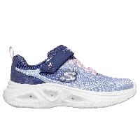 Skechers Girls S-Lights: Sola Glow 2.0 - Dazzle Steps Sneaker in Navy Blue/Pink, Size 11 | Textile/Synthetic