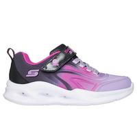 Skechers Girls S-Lights: Sola Glow - Colour Breeze Sneaker in Black, Size 1 | Textile/Synthetic
