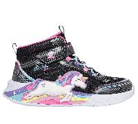 Skechers Girls S-Lights: Unicorn Chaser - Jumping Magic Boots in Black, Size 12 | Synthetic/Textile