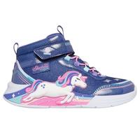 Skechers Girls S-Lights: Unicorn Chaser - Jumping Magic Boots in Navy Blue, Size 10.5 | Synthetic/Textile