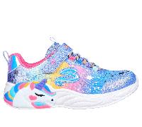 Skechers Girls S-Lights: Unicorn Dreams Sneaker in Blue, Size 1 | Textile/Synthetic