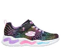 Skechers Girls S Lights: Wavy Beams Sneaker in Black, Size 11.5 | Textile